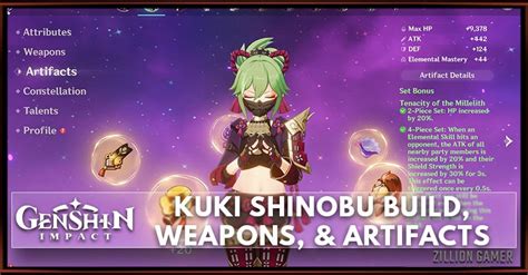 Kuki Shinobu Build, Weapons, & Artifacts - zilliongamer