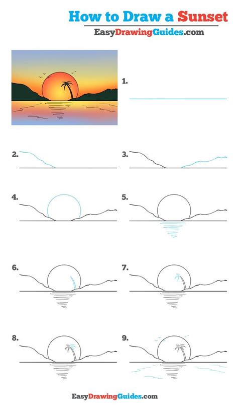 How To Draw A Sunset Easy Step By Step at Drawing Tutorials