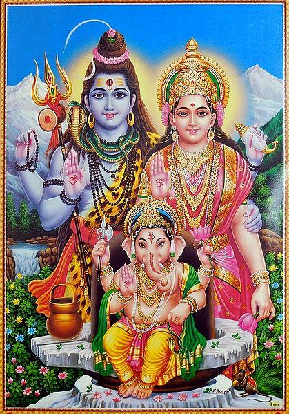 Buy Shiva, Parvati with Ganesha Poster