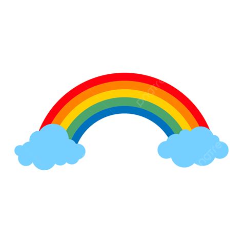 Rainbow With Clouds Flat Style Isolated, Rainbow, Clouds, Sky PNG and ...