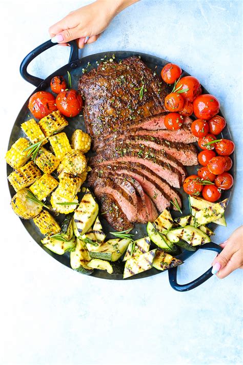 Grilled Flank Steak and Vegetables - Damn Delicious