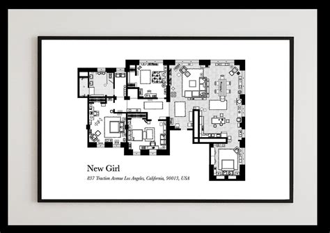 New Girl TV Show Apartment Floor Plan New Girl TV Show Layout | Etsy