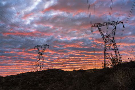 Sunset And Power Lines