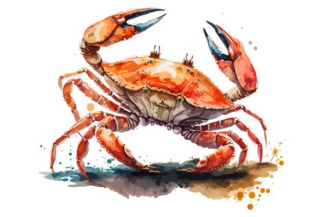 Watercolor Crab Vector Art Illustration Crab, Crab Art,, 58% OFF