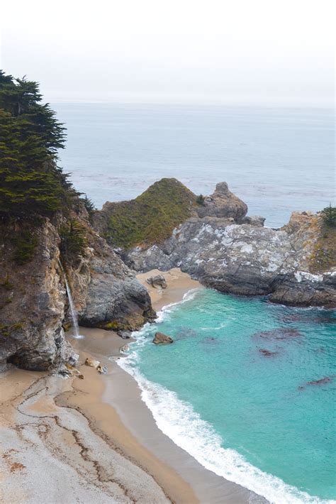 McWay Falls is located along California Highway 1 in the Julia Pfeiffer Burns State Park. # ...