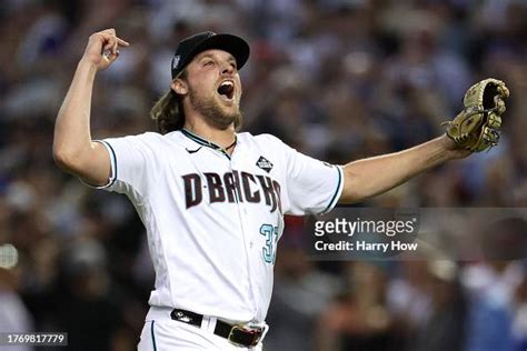 Kevin Ginkel of the Arizona Diamondbacks celebrates after the end of ...