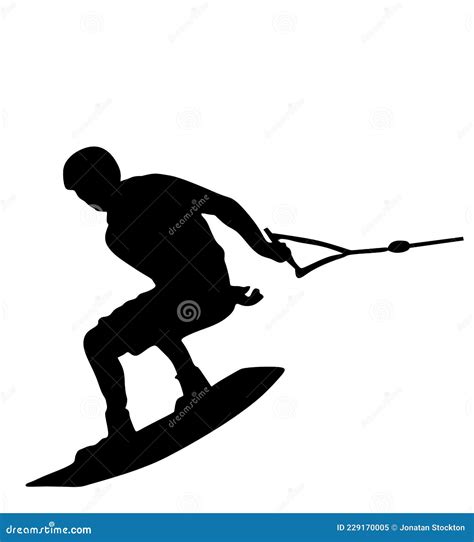 Water Skiing Vector Silhouette Illustration Isolated on White. Water Ski Sport. Summer Time on ...