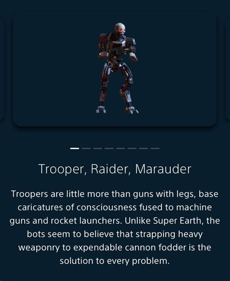 Here’s descriptions for cyborgs for anyone who wants to know : r/Helldivers