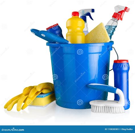 House Cleaning Equipment and Supplies in Bucket - Stock Image - Image of products, housework ...