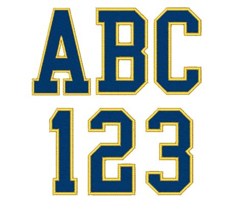 2 Color Varsity Embroidery Designs Font Numbers 6 Sizes - Etsy