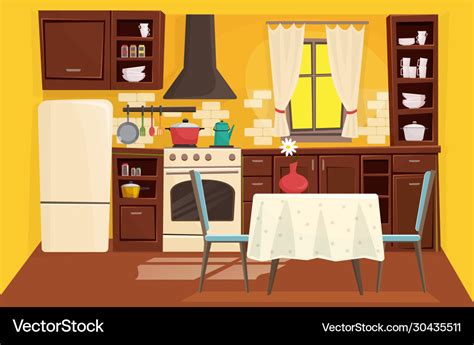 Kitchen Cartoon Images : Cartoon Of Kitchen Interior Royalty Free ...