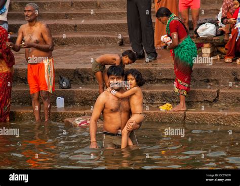 People Having Bath In Ganges River, Varanasi, India Stock Photo - Alamy