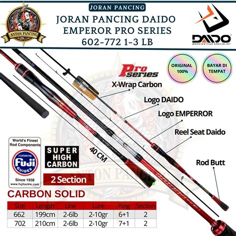 Joran Pancing Daido Emperor Pro Series 662 702 2-6lb Fuji Japan Style Carbon Solid X-Wrap Type ...