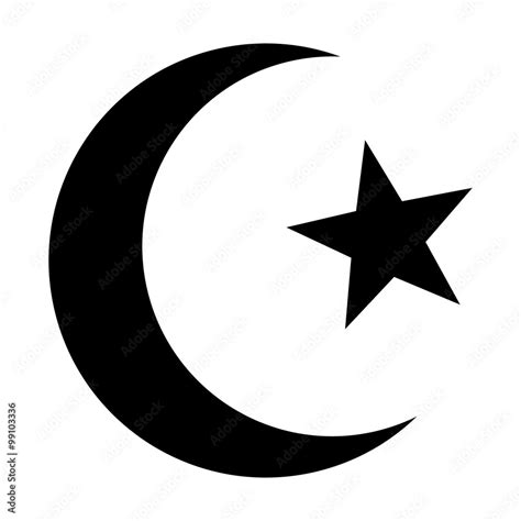 Vecteur Stock Star and crescent - symbol of Islam flat icon for apps and websites | Adobe Stock