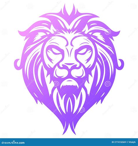 Lion Head Vector Illustration Isolated on White. Stock Vector ...