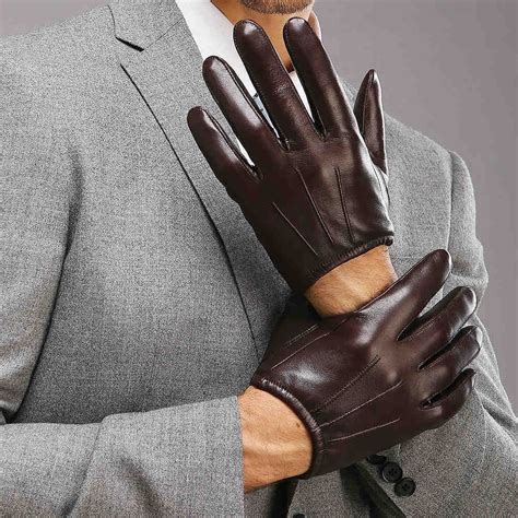 2019 Wholesale 2017 Top Fashion Men Genuine Leather Gloves Wrist Sheepskin Glove For Man Thin ...