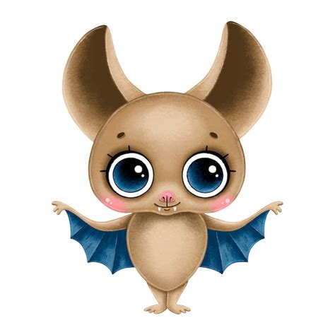 Premium Vector | Cute cartoon brown bat with big eyes