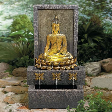 Buddha Fountain With LED Lights | Decor & Garden | Brylanehome | Buddha garden, Fountains ...