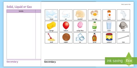 Sorting Pictures of Gases, Solids & Liquids | Twinkl