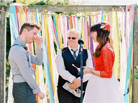 Intimate "About Time" Themed Wedding, Starring a Vintage Red Lace Dress ...