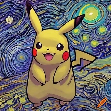 Colorful pikachu inspired by van gogh on Craiyon