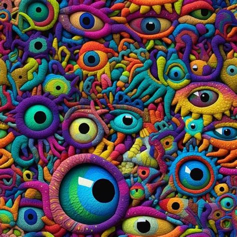 Premium AI Image | A colorful background with many eyes and a black eye on it.