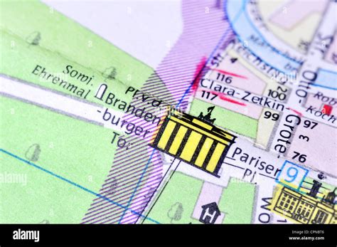 cartography, city map, Berlin, detail, Brandenburg Gate, Pariser Platz, East-Germany, 1980 ...