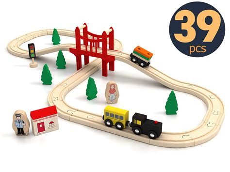 Tiny-Land-Wooden-Train-Set-for-Toddler-Toy-Tracks-Engine-Passenger-Car-39-pcs-Play-Kit-Kids ...