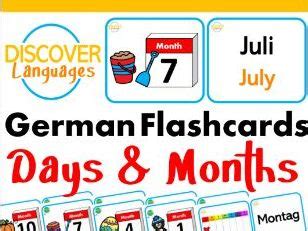 Beginner German Flash Cards - Days & Months | Teaching Resources