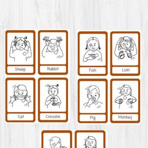 12 Printable Animal Makaton Flash Cards Babies, Toddlers and Pre-schoolers EYFS Instant Digital ...