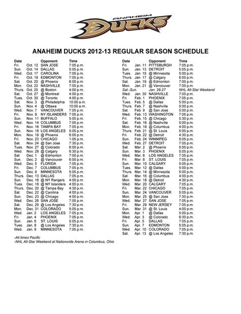 Ducks Announce 2012-13 Schedule | Ducks hockey, Anaheim ducks, Duck