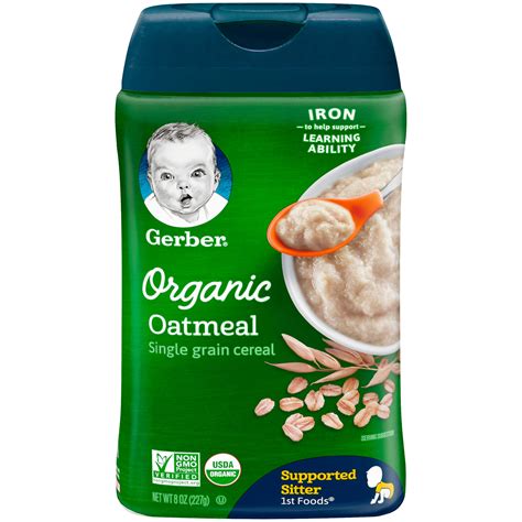 Gerber Organic Single-Grain Oatmeal Baby Cereal, 8 oz. - Walmart.com - Walmart.com