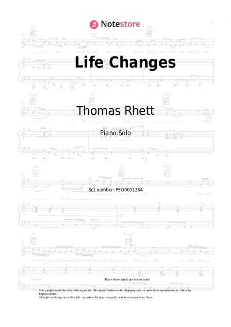 Thomas Rhett - Life Changes piano sheet music in Note-Store.com | Piano ...