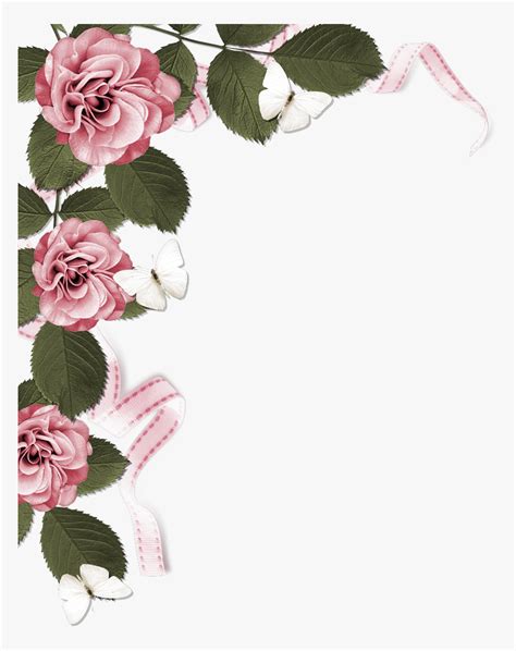 Transparent Rose Border Clipart - Dusty Pink Flower Borders, HD Png Download , Transparent Png ...