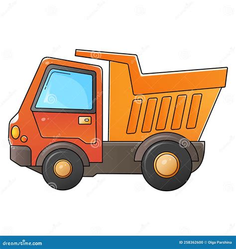 Cartoon Lorry or Dump Truck. Construction Vehicles Stock Vector - Illustration of school ...