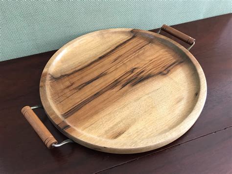 Vintage Serving Tray, Myrtle wood serving tray with handles, Mid ...