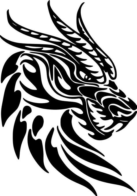 prehistoric dragon head – Graphic Design Vector | Tribal drawings ...