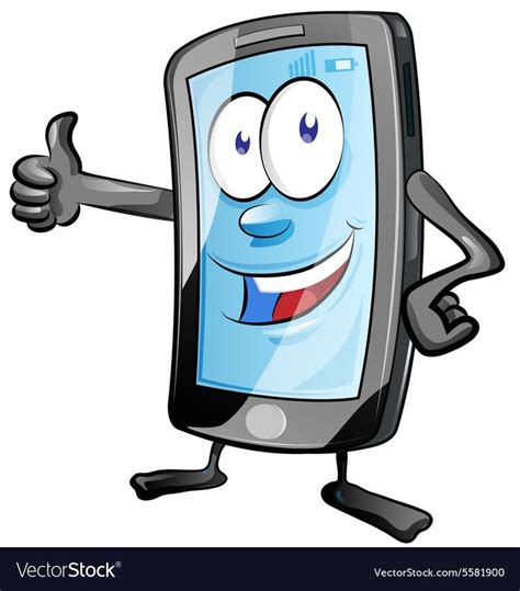 Mobile phone cartoon Royalty Free Vector Image | Funny cartoon, Mobile phone shops, Mobile phone