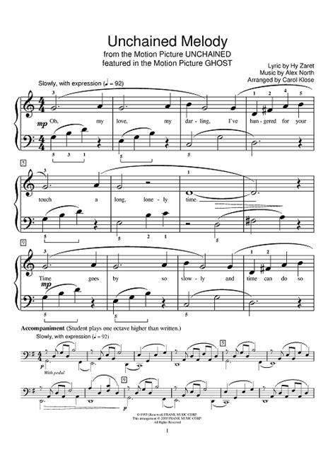 Unchained Melody" Sheet Music by Elvis Presley; The Righteous Brothers ...