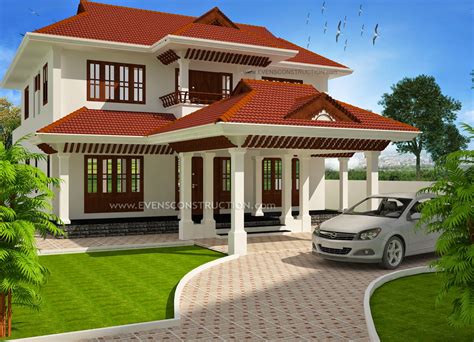 Evens Construction Pvt Ltd: Sloped roof Kerala style house