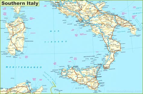 Map of Southern Italy - Ontheworldmap.com