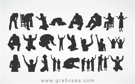 Praying People Silhouette Illustration Vectors Pack Free Download ...