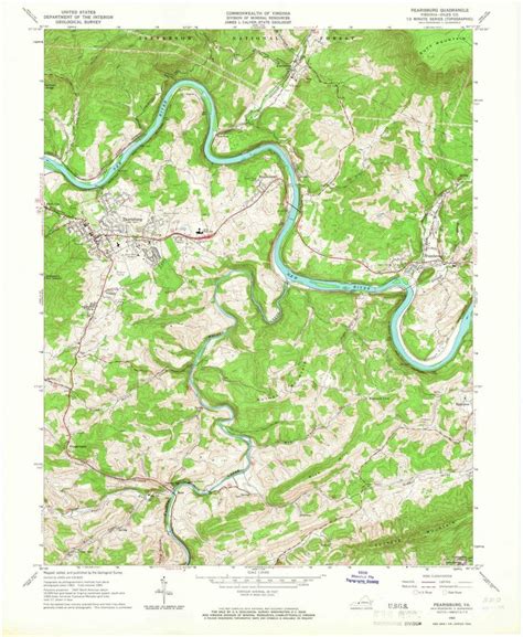 1965 Pearisburg, VA - Virginia - USGS Topographic Map | Topographic map, Contour map, Relief map