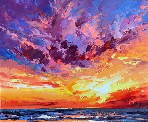 Nick Vivian 'Purple Sunset' | Sunset art painting, Sunset painting ...