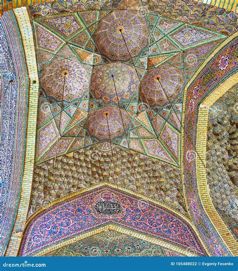 Architecture of Nasir Ol-Molk Mosque, Shiraz, Iran Editorial Photography - Image of courtyard ...