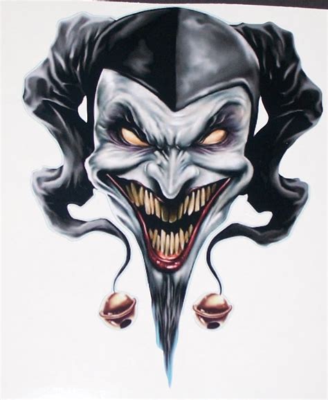 Evil Clown / Jester Skull 6" x 8.5" Full color tailgate Graphic Window ...