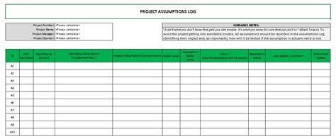 RAID Log Template Excel Download - Project Management Templates