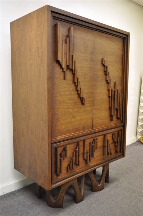 Mid-Century Modern Brutalist Teak and Walnut Armoire or Dresser after ...