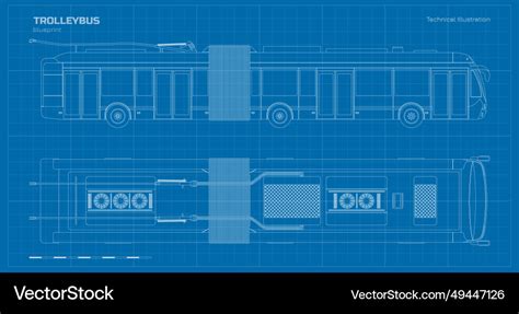 Trolleybus drawing outline transport blueprint Vector Image