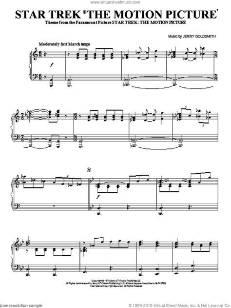 Star Trek The Motion Picture, (intermediate) sheet music for piano solo